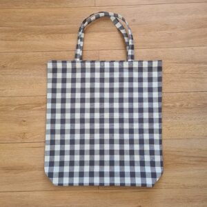 Riidest kott 50x47 cm, põhi 10 cm, truki kinnitusega, Sinakas, hall ruuduline