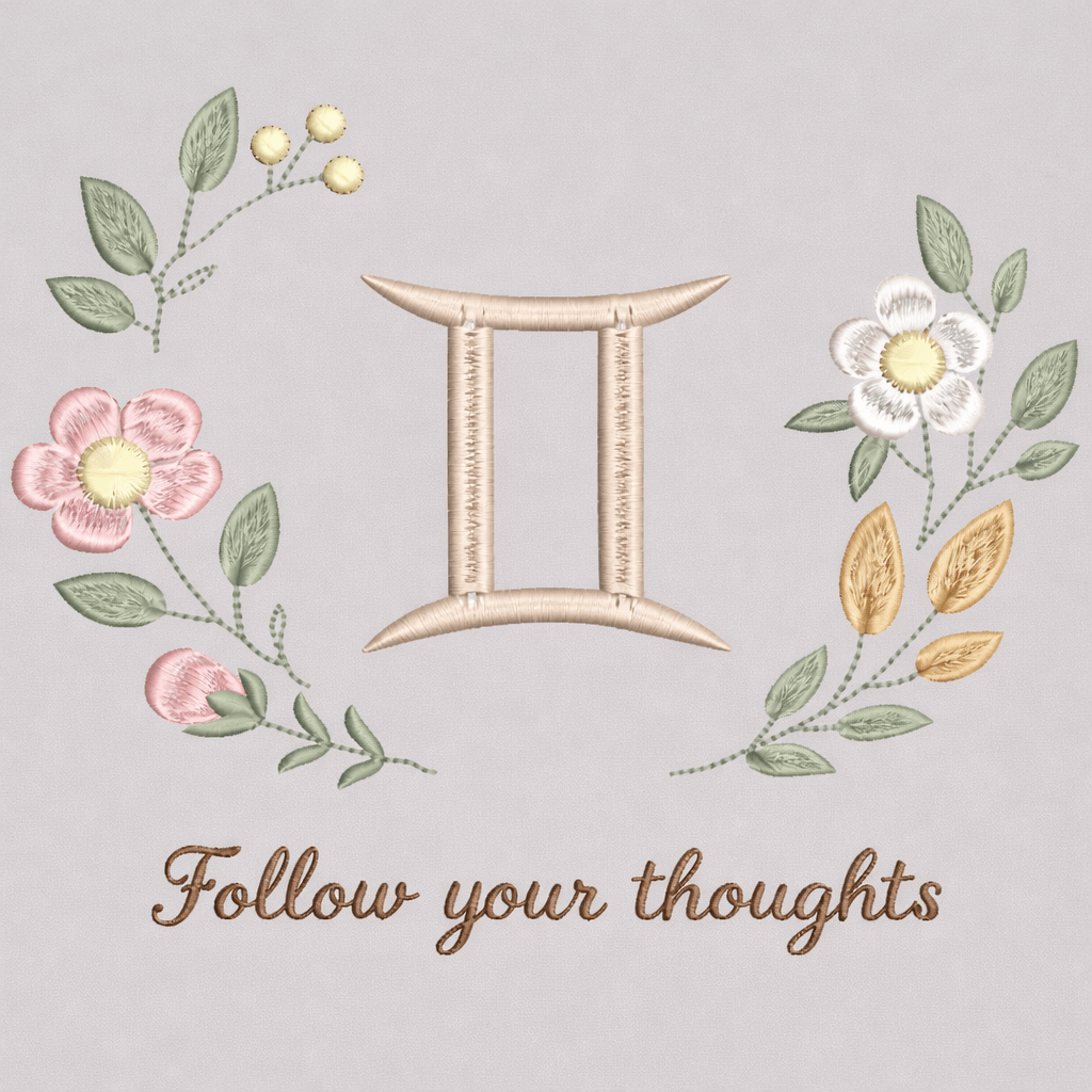 Kaksikute tähtkuju tikandiga pusa